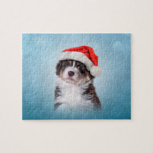 Australian Shepherd in het rode pet van Santa Legpuzzel