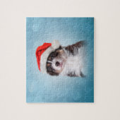 Australian Shepherd in het rode pet van Santa Legpuzzel (Verticaal)