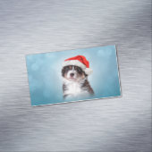 Australian Shepherd in het rode pet van Santa Magnetisch Visitekaartje (Voorbeeld)