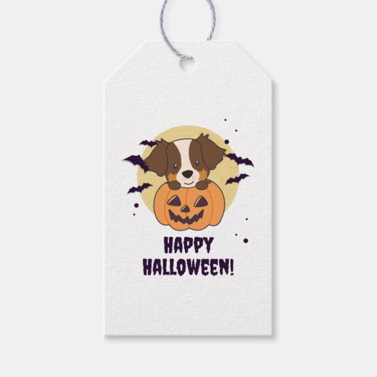 Australian Shepherd in Pumpkin Cute Happy Cadeaulabel (Voorkant)