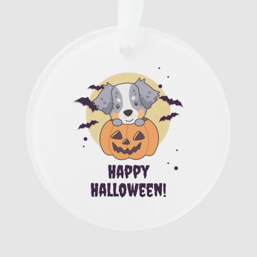 Australian Shepherd in Pumpkin Cute Happy Ornament (voorkant)