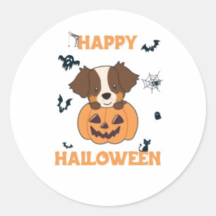 Australian Shepherd in Pumpkin Cute Happy Ronde Sticker