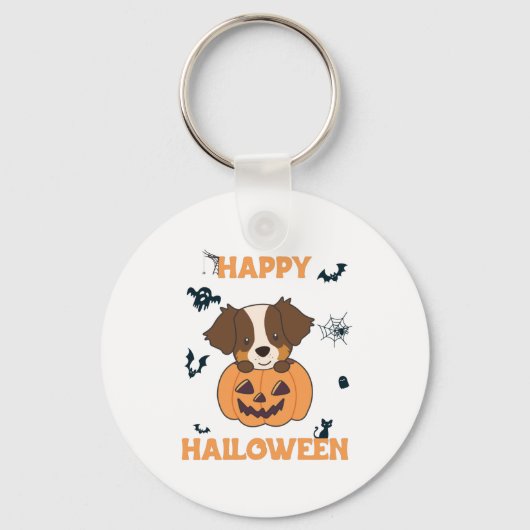 Australian Shepherd in Pumpkin Cute Happy Sleutelhanger (Voorkant)