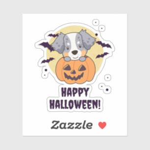 Australian Shepherd in Pumpkin Cute Happy Sticker