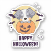 Australian Shepherd in Pumpkin Cute Happy Sticker (Voorkant)