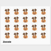 Australian Shepherd in Pumpkin Cute Happy Vierkante Sticker (Vel)