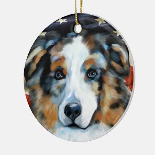 AUSTRALIAN SHEPHERD KERAMISCH ORNAMENT (Links)