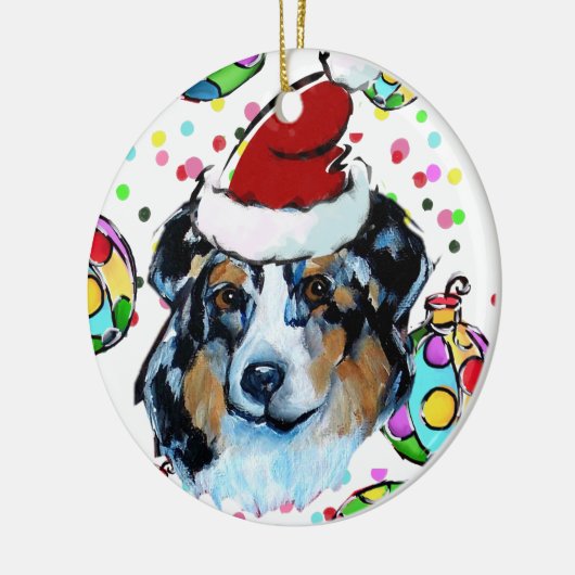 AUSTRALIAN SHEPHERD KERAMISCH ORNAMENT (Links)