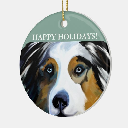 AUSTRALIAN SHEPHERD KERAMISCH ORNAMENT (Links)
