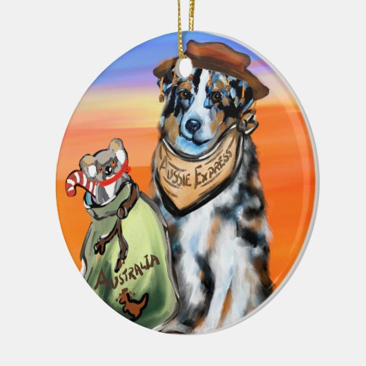 AUSTRALIAN SHEPHERD KERAMISCH ORNAMENT (Links)