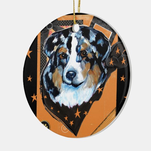 AUSTRALIAN SHEPHERD KERAMISCH ORNAMENT (Links)