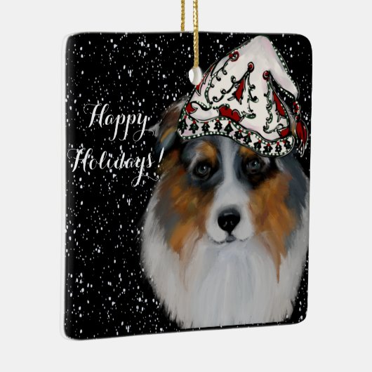 Australian Shepherd Keramisch Ornament (Rechts)