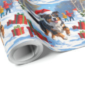 Australian Shepherd Kerstfeest Sneeuwscène Cadeaupapier (Rol Hoek)