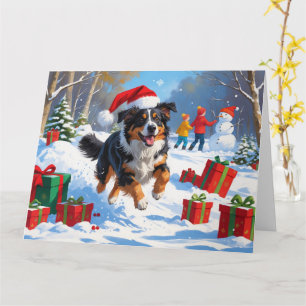 Australian Shepherd Kerstfeest Sneeuwscène Kaart