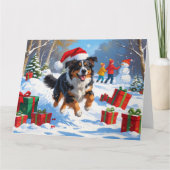 Australian Shepherd Kerstfeest Sneeuwscène Kaart (Voorkant)