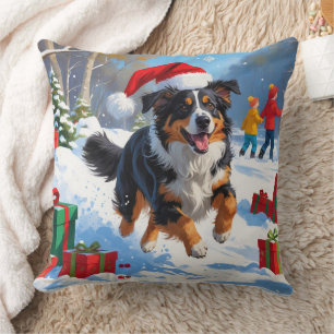 Australian Shepherd Kerstfeest Sneeuwscène Kussen