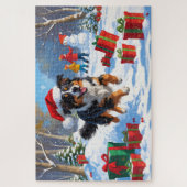 Australian Shepherd Kerstfeest Sneeuwscène Legpuzzel (Verticaal)