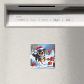 Australian Shepherd Kerstfeest Sneeuwscène Magneet (Insitu (Vaatwasser))