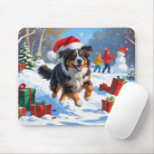 Australian Shepherd Kerstfeest Sneeuwscène Muismat (Met muis)