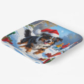 Australian Shepherd Kerstfeest Sneeuwscène Papieren Bordje (Gebogen)