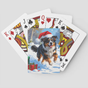 Australian Shepherd Kerstfeest Sneeuwscène Pokerkaarten