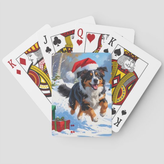 Australian Shepherd Kerstfeest Sneeuwscène Pokerkaarten (Achterkant)