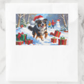 Australian Shepherd Kerstfeest Sneeuwscène Rechthoekige Sticker (Tas)