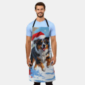 Australian Shepherd Kerstfeest Sneeuwscène Schort (Gedragen)