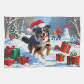 Australian Shepherd Kerstfeest Sneeuwscène Theedoek (Horizontaal)