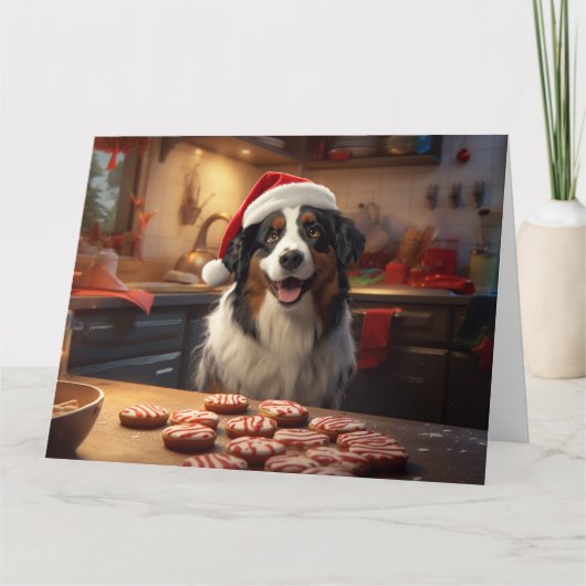 Australian Shepherd Kerstkoekjes Vakantie Kaart (Voorkant)