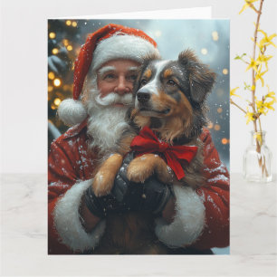 Australian Shepherd Kerstman Feestelijke Kerst Kaart