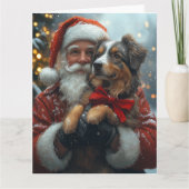 Australian Shepherd Kerstman Feestelijke Kerst Kaart (Voorkant)