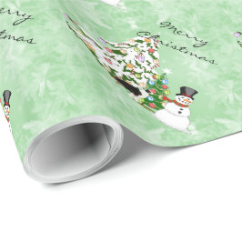 Australian Shepherd Kerstmis met Snowman Cadeaupapier