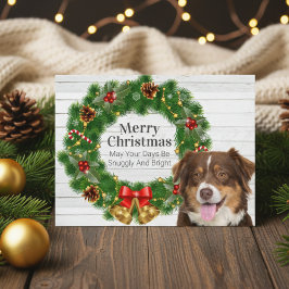 Australian Shepherd Kerstmis Pine Cone Wreate Feestdagenkaart