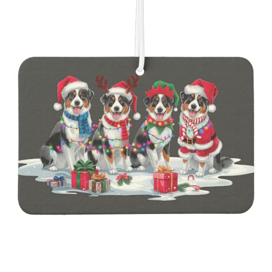 Australian Shepherd Kerstmuts gewei elf Kerstmis Luchtverfrisser (Voorkant)