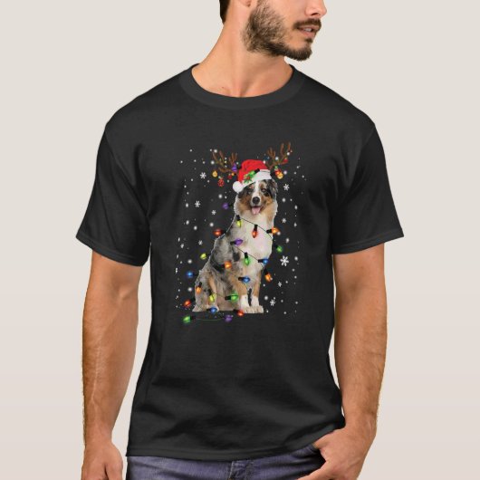 Australian Shepherd kerstrenrendierkerstman - kers T-shirt (Voorkant)