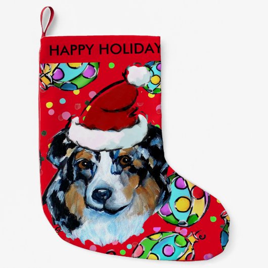 AUSTRALIAN SHEPHERD KLEINE KERSTSOK (Voorkant)