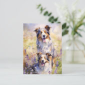 Australian Shepherd kleurrijke waterverf kunstwerk Briefkaart (Staand voorkant)