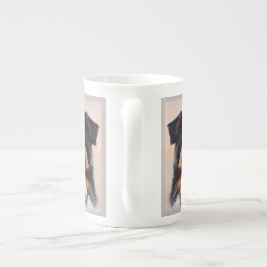 Australian Shepherd Kopf -  Porselein Kop (Achterkant)