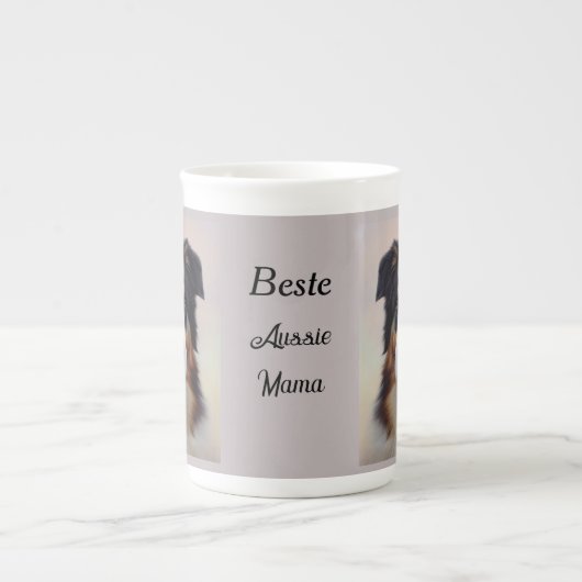 Australian Shepherd Kopf -  Porselein Kop (Voorkant)