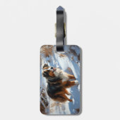 Australian Shepherd Laat Het Sneeuw Kerstmis Bagagelabel (Achterkant verticaal)