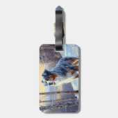 Australian Shepherd Laat Het Sneeuw Kerstmis Bagagelabel (Achterkant verticaal)