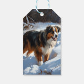Australian Shepherd Laat Het Sneeuw Kerstmis Cadeaulabel (Achterkant)