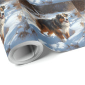 Australian Shepherd Laat Het Sneeuw Kerstmis Cadeaupapier (Rol Hoek)