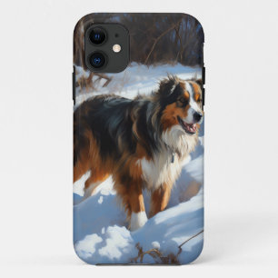 Australian Shepherd Laat Het Sneeuw Kerstmis Case-Mate iPhone Case