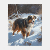 Australian Shepherd Laat Het Sneeuw Kerstmis Fleece Deken (Voorkant)