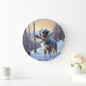 Australian Shepherd Laat Het Sneeuw Kerstmis Grote Klok (Huis)