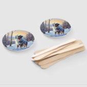 Australian Shepherd Laat Het Sneeuw Kerstmis Handwaaier (Niet-gemonteerd)