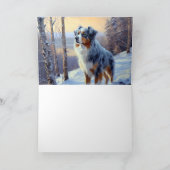 Australian Shepherd Laat Het Sneeuw Kerstmis Kaart (Binnen)