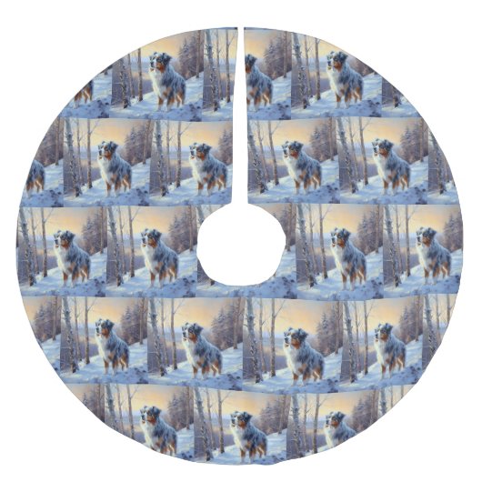 Australian Shepherd Laat Het Sneeuw Kerstmis Kerstboom Rok (Voorkant)